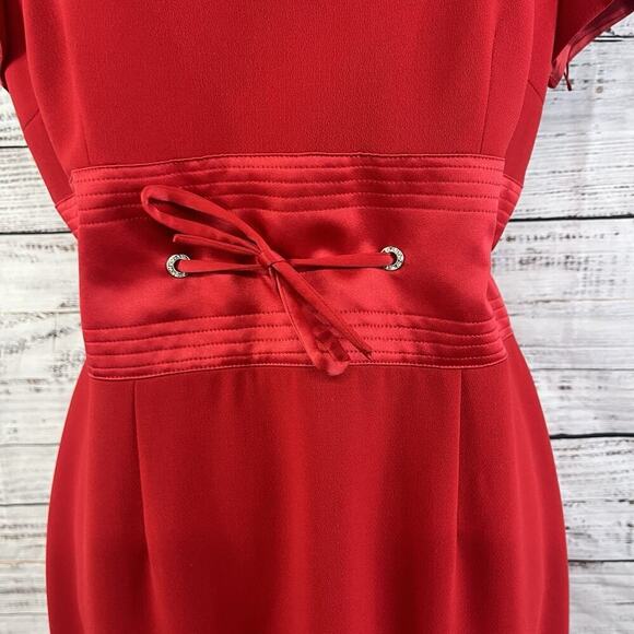 Donna Morgan Dress size 10 Cherry Red Crepe Knee Career Wedding Evening Church - Picture 5 of 9